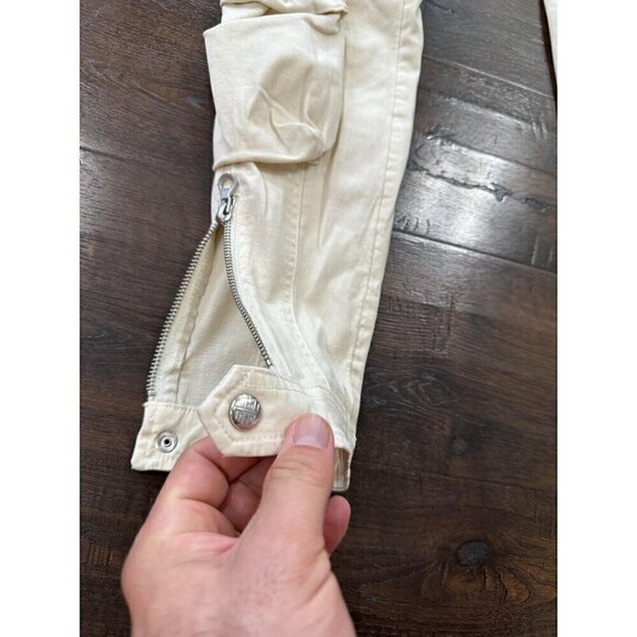 NWT Diesel Women P-Lan Trousers Slim Cut Cargo Pockets Zip Button Cream Size 24 - Picture 6 of 13